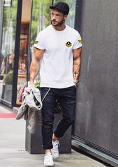 Trendy Printed Cotton Tshirt Half Sleeve Round Neck T Shirt, PATCH T Shirt For Man by LAZYCHUNKS