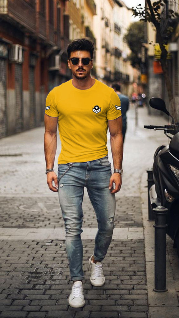 Trendy Printed Cotton Tshirt Half Sleeve Round Neck T Shirt, PATCH T Shirt For Man by LAZYCHUNKS - Lazychunks.com