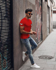 Trendy Printed Cotton Tshirt Half Sleeve Round Neck T Shirt, T Shirt For Man by LAZYCHUNKS