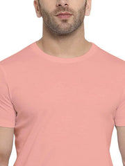 Loch Pink Round Neck Half Sleeve Plain T Shirt By LAZYCHUNKS