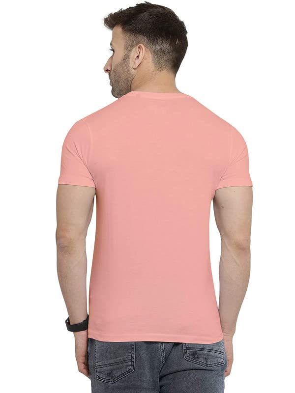 Loch Pink Round Neck Half Sleeve Plain T Shirt By LAZYCHUNKS