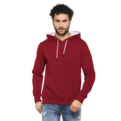 Hoodie Cotton Full Sleeve Maroon Kangaroo Sweatshirt Hoodie Jacket for Men by LAZYCHUNKS - Lazychunks.com
