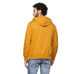 Hoodie Cotton Full Sleeve Mustard Yellow Kangaroo Sweatshirt Hoodie Jacket for Men by LAZYCHUNKS