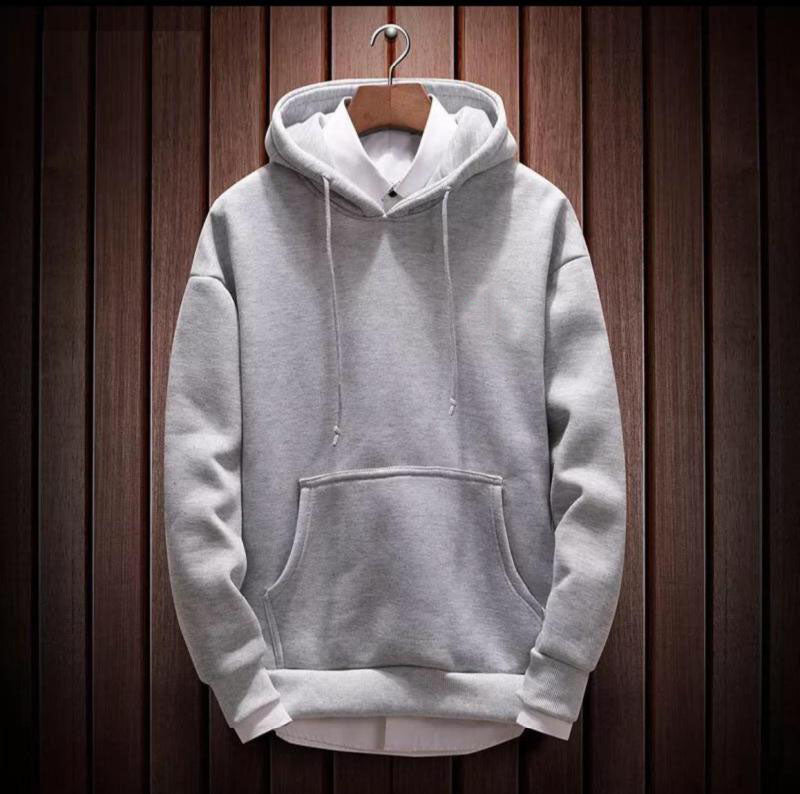 Cotton Full Sleeve Melange Grey Kangaroo Sweatshirt Hoodie Jacket for Men by LazyChunks