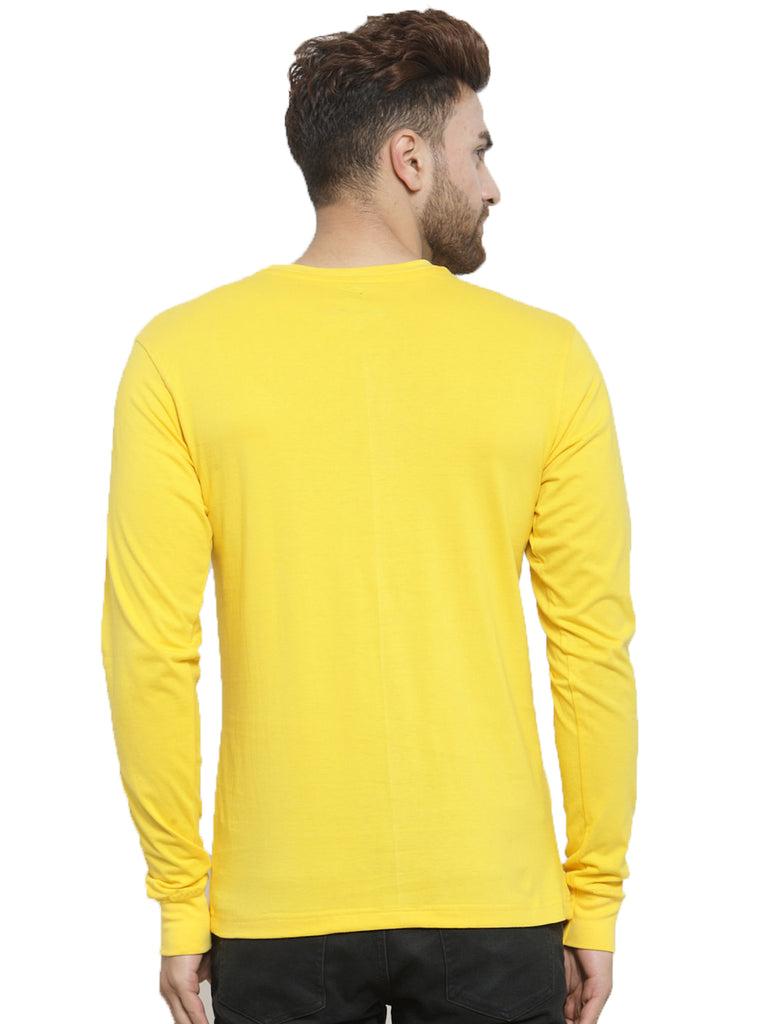 Yellow Plain Full Sleeves cotton t shirt by LazyChunks