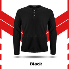 Black Henley Full Sleeve T Shirt By LazyChunks