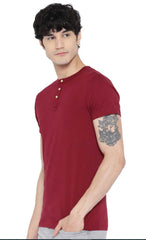 Regular Fit Men's Half Sleeve Henley Cotton T-Shirts Combo (Pack Of 4) by LazyChunks
