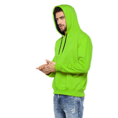 Hoodie Cotton Full Sleeve Neon Green Kangaroo Jacket for Men by LAZYCHUNKS