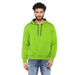 Hoodie Cotton Full Sleeve Neon Green Kangaroo Jacket for Men by LAZYCHUNKS - Lazychunks.com