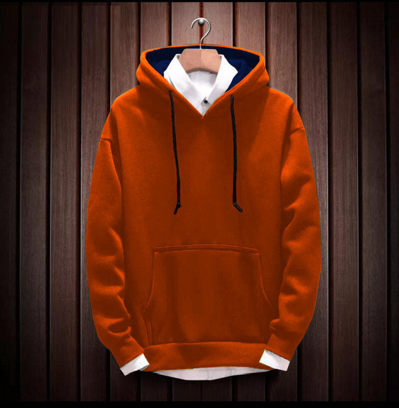 Hoodie Cotton Full Sleeve Orange Sweatshirt Hoodie Jacket for Men by LAZYCHUNKS
