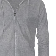 Solid Melange Grey Zipper Hoodies Jacket Sweatshirt For Men By LazyChunks