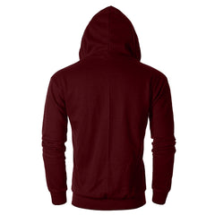 Maroon Cotton Blend Hoodies Sweatshirt With Kangaroo Pocket By LazyChunks