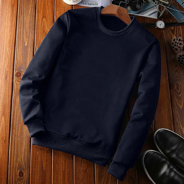 Round Neck Full Sleeves Navy Blue Sweatshirts By LAZYCHUNKS