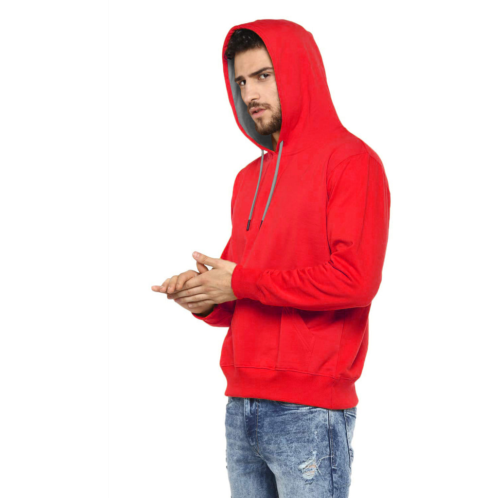Hoodie Cotton Full Sleeve Red Kangaroo Sweatshirt Hoodie Jacket for Men by LAZYCHUNKS - Lazychunks.com