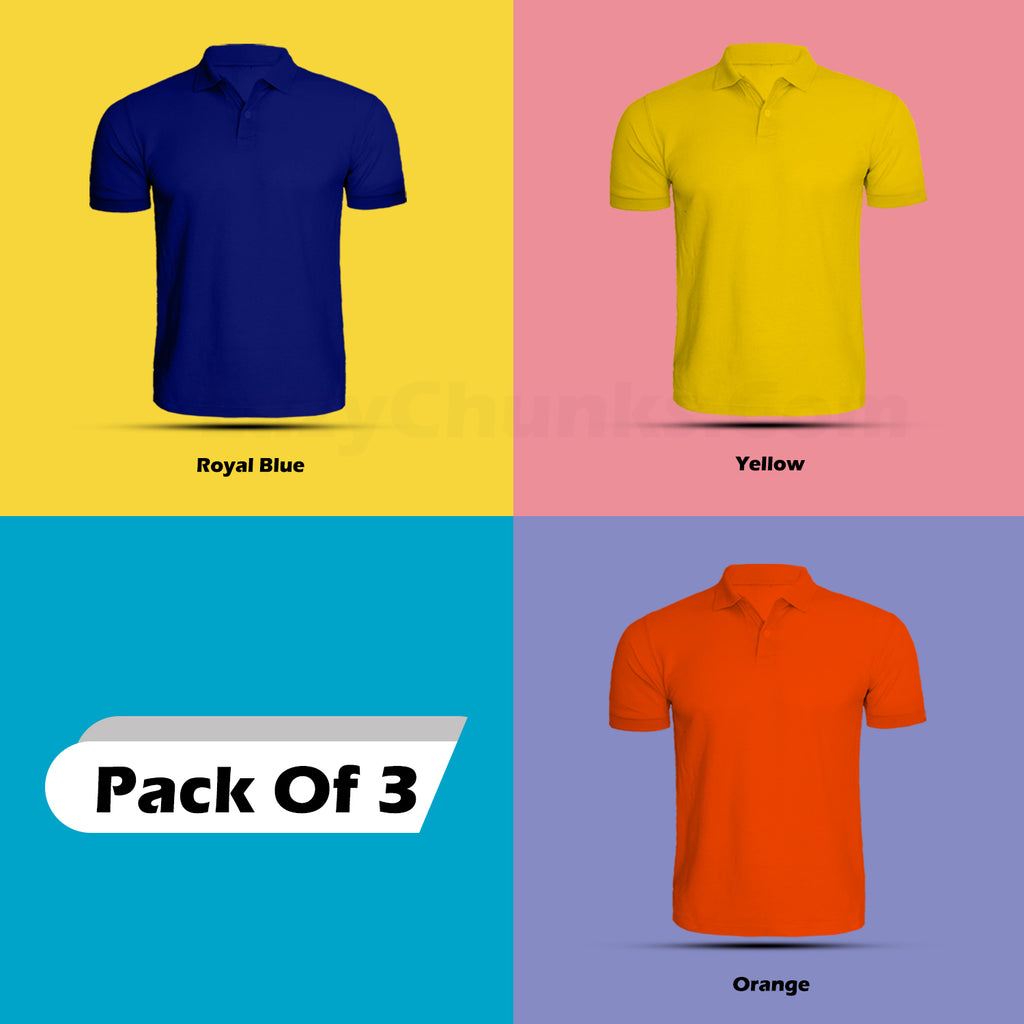 Polo Tshirt Combo (Pack Of 3) By Lazychunks (All Colors)