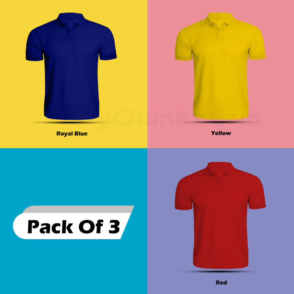 Polo Tshirt Combo (Pack Of 3) By Lazychunks (All Colors)
