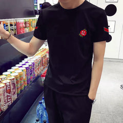 Black Trendy Printed Cotton Tshirt Half Sleeve Round Neck T Shirt, PATCH T Shirt For Man by LAZYCHUNKS - Lazychunks.com