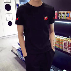 Black Trendy Printed Cotton Tshirt Half Sleeve Round Neck T Shirt, PATCH T Shirt For Man by LAZYCHUNKS - Lazychunks.com