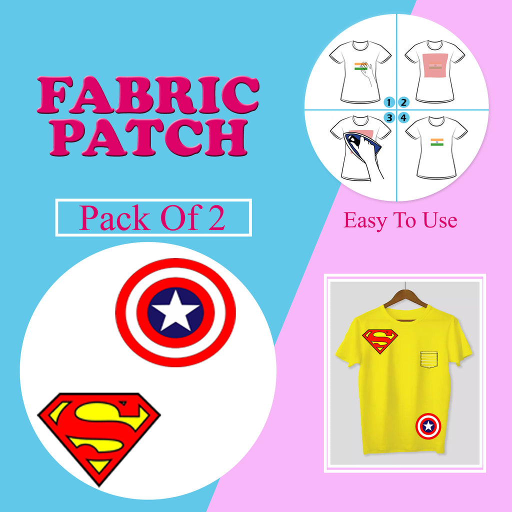Superman and Captain America Printed Iron Patches for Clothes By LazyChunks (Pack of 2)