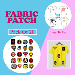 Printed (Multicolour Design) Iron Polyester Patches for Clothes By LazyChunks  (Pack of 20)