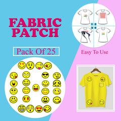 Emoji Printed Iron Polyester Patches for Clothes By LazyChunks  (Pack of 25)