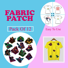 Neon Printed Iron Patches for Fabric By LazyChunks (Pack of 12)