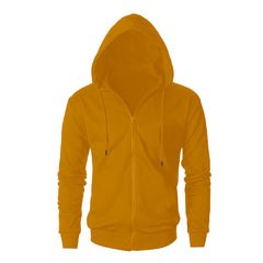 Regular Fit Solid Men's Yellow Zipper Jacket Sweatshirt Hoodies By LazyChunks
