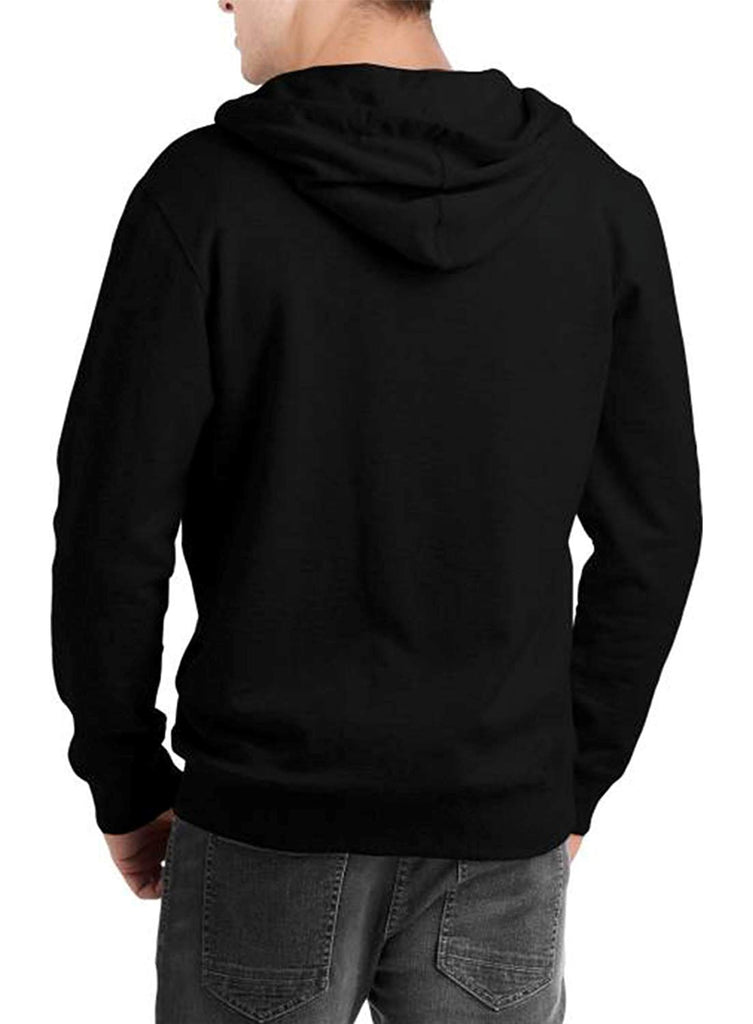 Cotton Full Sleeve Black Sweatshirt Zipper Hoodie Jacket for Men by LazyChunks