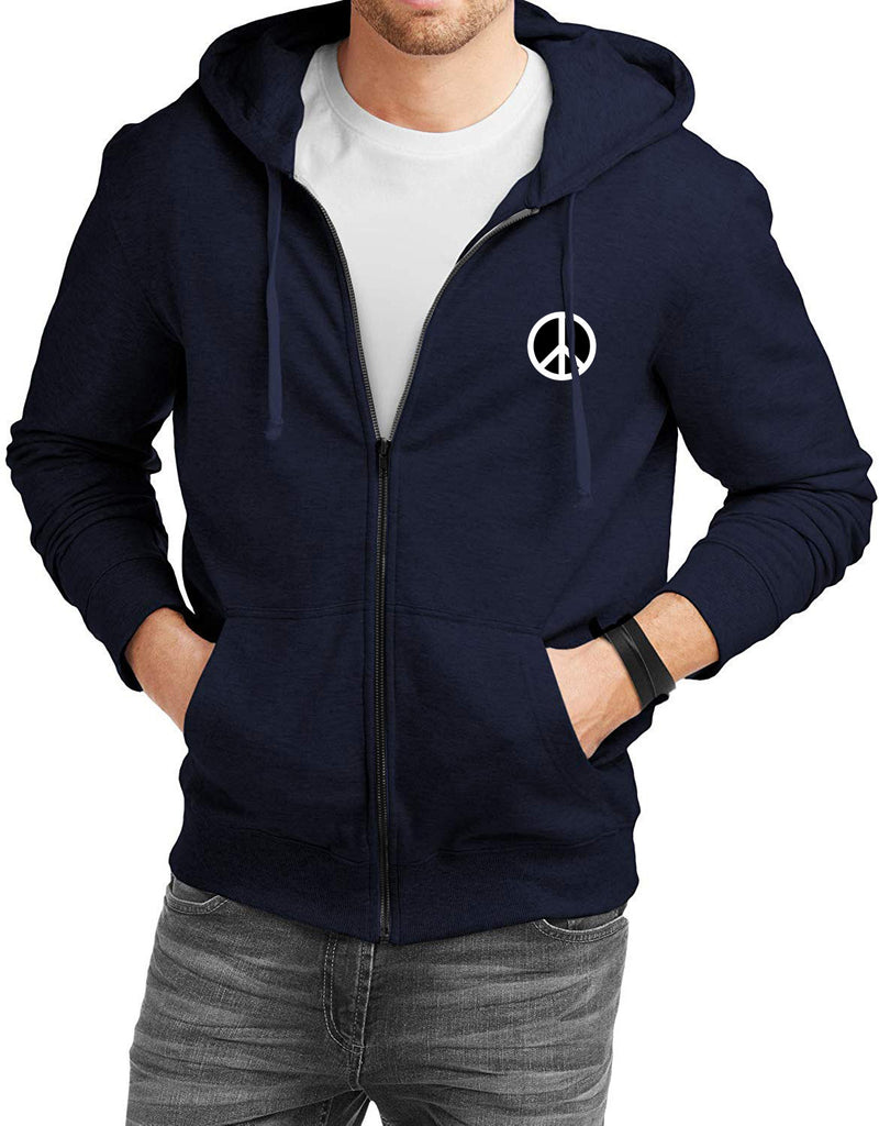 Cotton Full Sleeve Nave Blue Zipper Sweatshirt Hoodie Jacket for Men by LAZYCHUNKS - Lazychunks.com