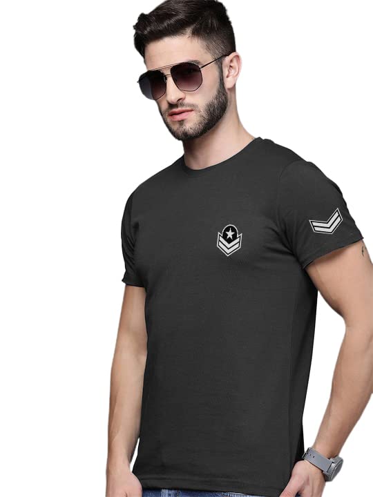 Black Trending Printed Cotton T Shirt For Men by LAZYCHUNKS