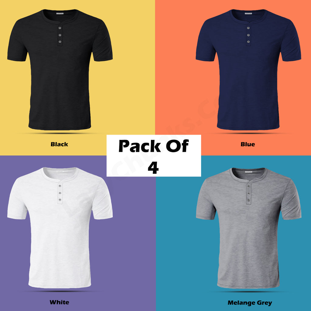 Henley Half Sleeve T Shirt Combo Pack of 4 By LazyChunks All Colors Lazychunks