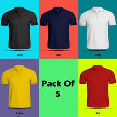 Polo Tshirt Combo (Pack Of 5) By Lazychunks (All Colors)