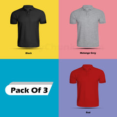 Polo Tshirt Combo (Pack Of 3) By Lazychunks (All Colors)