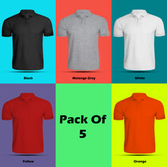 Polo Tshirt Combo (Pack Of 5) By Lazychunks (All Colors)