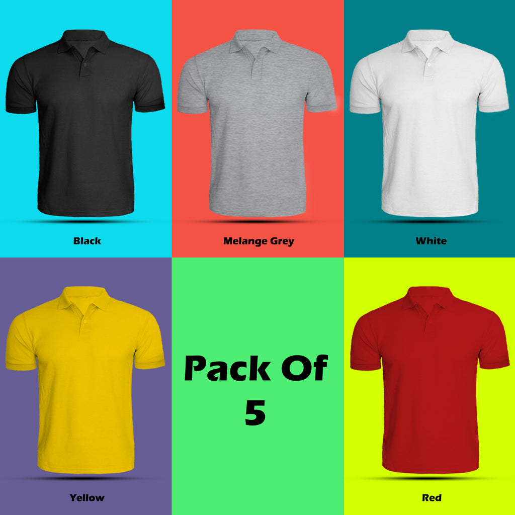 Polo Tshirt Combo (Pack Of 5) By Lazychunks (All Colors)