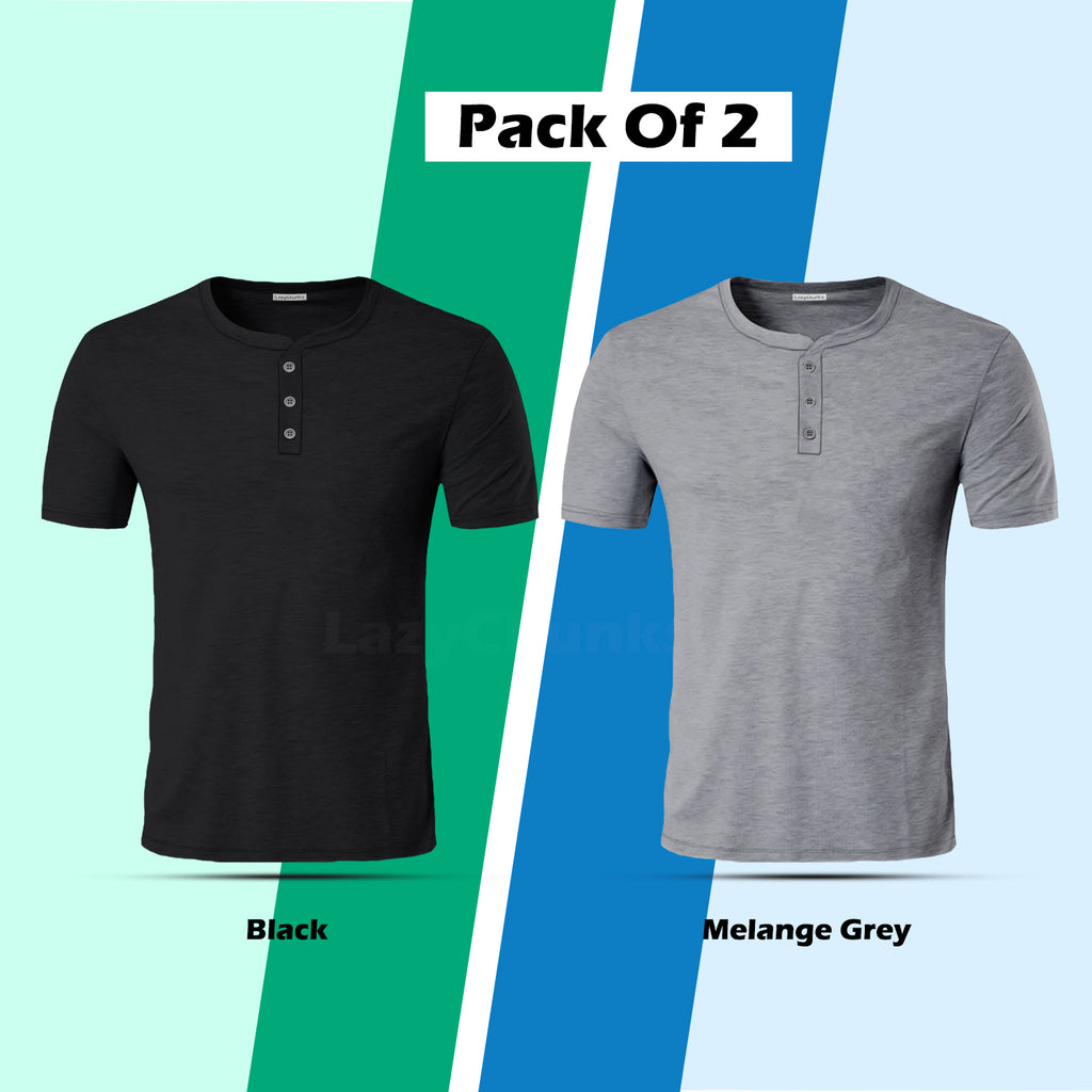 Henley Half Sleeve T Shirt Combo (Pack of 2) By LazyChunks (All Colors)