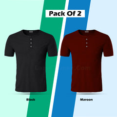 Henley Half Sleeve T Shirt Combo (Pack of 2) By LazyChunks (All Colors)
