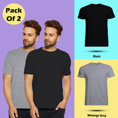 Round Neck Half Sleeve Plain T Shirt Combo By LAZYCHUNKS (Pack of 2)