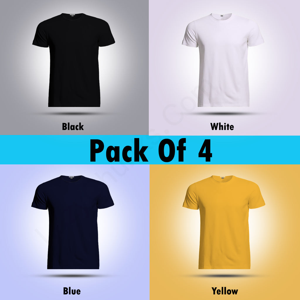 Round Neck T Shirt  Combo (Pack Of 4) By LazyChunks ( All Colors )