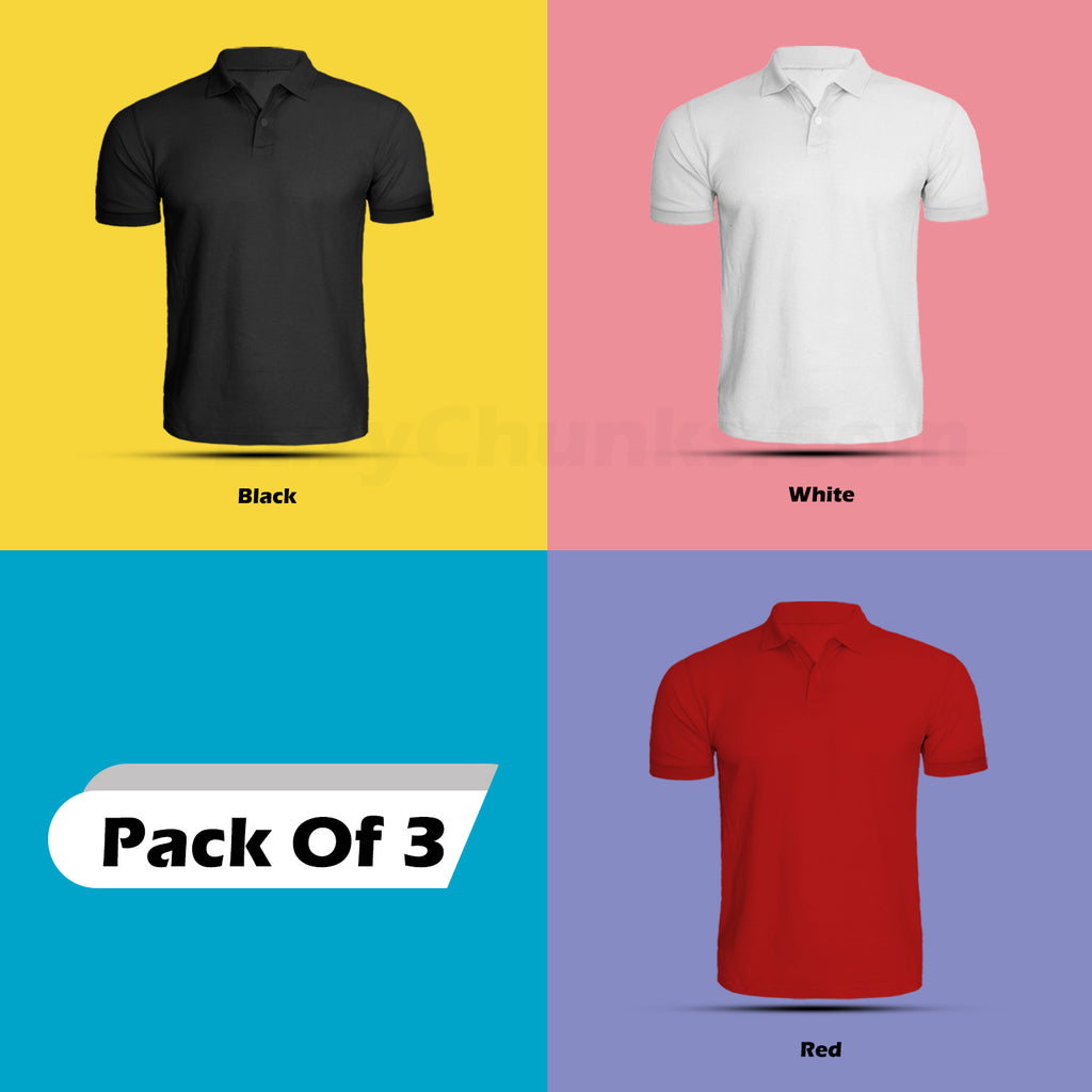 Polo Tshirt Combo (Pack Of 3) By Lazychunks (All Colors)