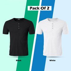 Henley Half Sleeve T Shirt Combo (Pack of 2) By LazyChunks (All Colors)