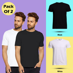 Round Neck Half Sleeve Plain T Shirt Combo By LAZYCHUNKS (Pack of 2)
