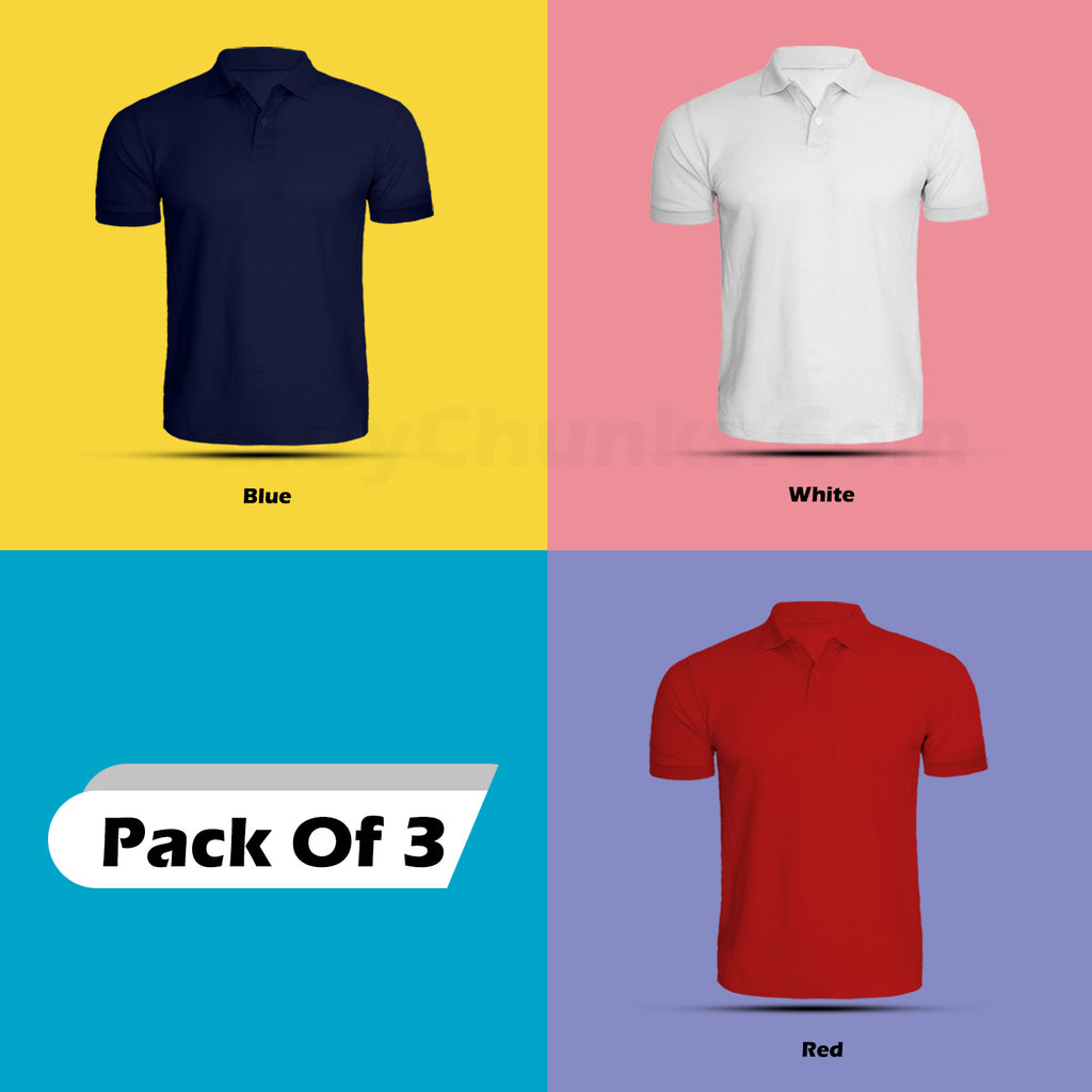 Polo Tshirt Combo (Pack Of 3) By Lazychunks (All Colors)