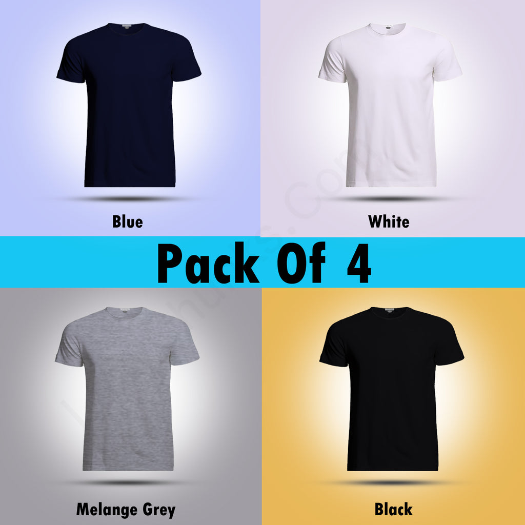 Round Neck T Shirt  Combo (Pack Of 4) By LazyChunks ( All Colors )