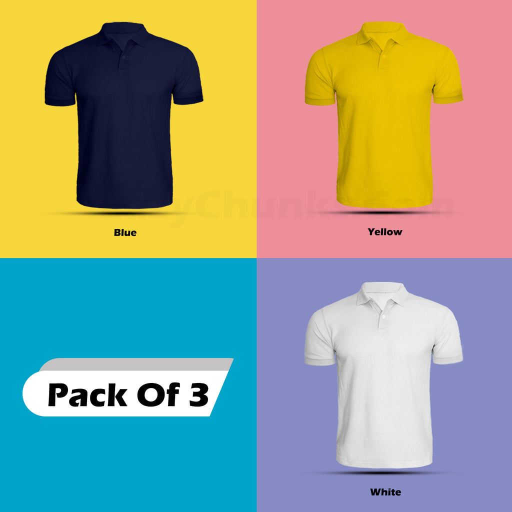 Polo Tshirt Combo (Pack Of 3) By Lazychunks (All Colors)
