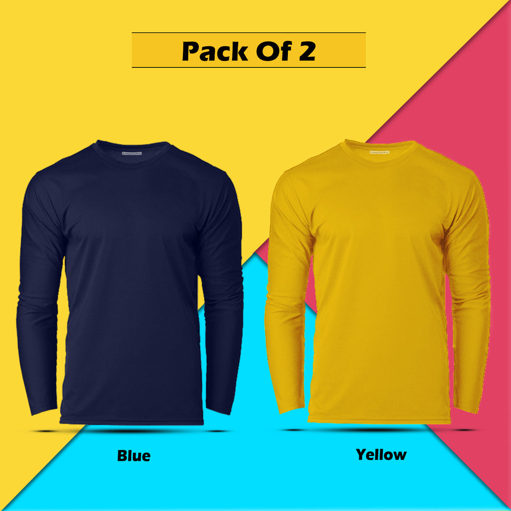 Round Neck Plain Full Sleeve T shirt For Men Combo (Pack Of 2) By LazyChunks (All Colors)