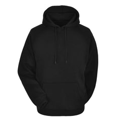 Cotton Blend Solid Black Regular Fit Kangaroo Hooded Sweatshirt By LazyChunks