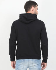 Solid Black Cotton Blend Kangaroo Hoodie Sweatshirt for Men By LazyChunks