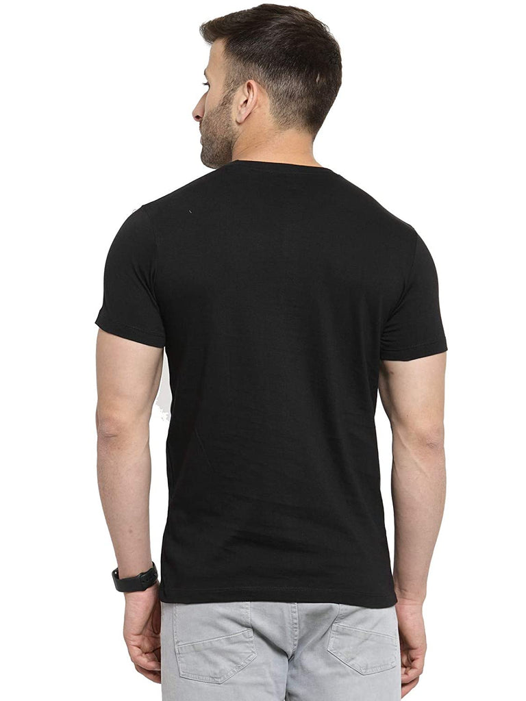 Regular Fit Solid Black Round Neck Half Sleeve Tshirt By LazyChunks