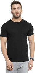 Round Neck Black Half Sleeves plain T-Shirt By LazyChunks
